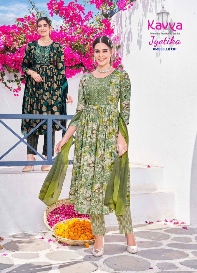 Jyotika Vol 1 By Kavya Alia Cut Printed Kurti With Bottom Dupatta Wholesale Shop In Surat